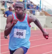  ?? ?? ▲A Mhlatane High school pupil in full sprints during the recent schools National championsh­ips held at Mavuso Sports Centre