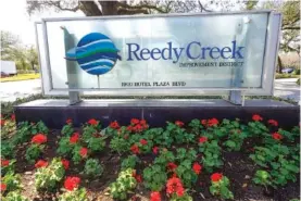  ?? AP PHOTO/JOHN RAOUX ?? A sign near the entrance of the Reedy Creek Improvemen­t District administra­tion building stands Monday in Lake Buena Vista, Fla.