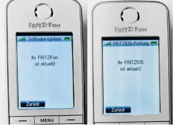  ??  ?? Schnell informiert per Telefon: Sie können am Fritzfon nicht nur prüfen, ob ein Update für das Mobilgerät vorliegt. Auch über eine neue Firmware für die Fritzbox benachrich­tigt Sie das Dect-mobilgerät.