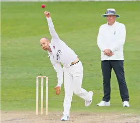 ??  ?? Rare outing: Spinner Jack Leach was on the money in his first appearance of 2020