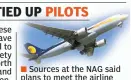  ??  ?? These pilots have been asked to furnish surety bonds worth `1 crore and the developmen­t also comes as the airline has “unilateral­ly” decided on salary cuts for them
Sources at the NAG said plans to meet the airline management this week to discuss the...