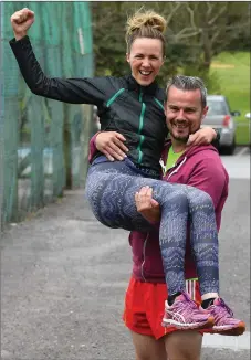  ??  ?? Conor and Elaine Enright from Lisselton looking forward to the fun run and walk in aid of TLC4CF which was held in Listowel on Sunday. Photo by Dominick Walsh