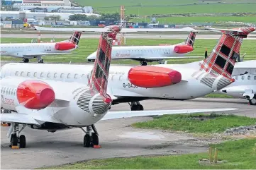  ??  ?? GROUNDED: Loganair is suspending some services to and from Sumburgh over winter.