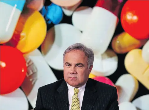  ?? CHRIS GOODNEY / BLOOMBERG FILES ?? Valeant CEO Joe Papa says the Quebec-based drugmaker remains focused on “resolving legacy issues and de-risking the balance sheet” as it struggles with its high debt-load and reduced sales.