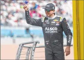  ?? ?? Driver Kyle Busch is introduced before the Pennzoil 400. Busch finished in 14th place.