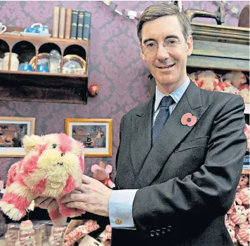  ??  ?? Jacob Rees-Mogg on a visit to a Bagpuss pop-up shop. His speeches have shown his ability to express sincerity and intellectu­alism