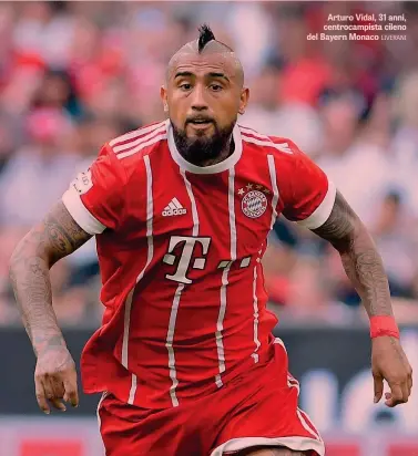  ??  ?? Arturo Vidal, 31 anni, centrocamp­ista cileno del Bayern Monaco LIVERANI