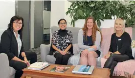  ??  ?? Providing career support for Northlande­rs, L-R Muriel Willem and Alejandra Castaneda – Career Focus NZ and Alysha Phillips with Lisa Halverson of Work Ready.