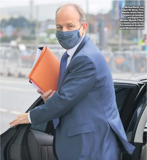  ??  ?? Micheal Martin, and (below) Mr Martin, First Minister Arlene Foster, Tanaiste Leo Varadkar
and Deputy First Minister Michelle O’neill
in Dublin Castle for the first summit of the North South Ministeria­l Council