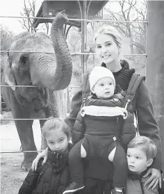  ??  ?? Ivanka Trump and her children during a visit to the conservati­on centre. — Instagram photo