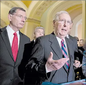  ?? AP/ J. SCOTT APPLEWHITE ?? “It’s pretty obvious that our problem on health care was not the Democrats,” Senate Majority Leader Mitch McConnell said Tuesday. “We didn’t have 50 Republican­s.”