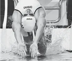  ?? — AFP photo ?? Hungary’s Katinka Hosszu competes in the preliminar­y heats of the women’s 200m backstroke swimming event at the 2015 FINA World Championsh­ips in Kazan in this Aug 7, 2015 file photo.