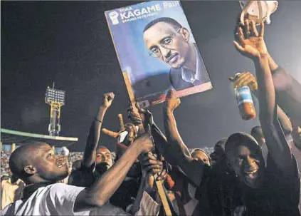  ??  ?? All mighty: Rwanda’s President Paul Kagame is running for a third term after winning a referendum by an unbelievab­le 98%. Going against him is risky as opponents are harassed or even die. Photo: Simon Maina/AFP