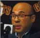  ?? KARL MONDON — STAFF ?? Farhan Zaidi, president of baseball operations, likes how the Giants’ Opening Day roster is shaping up.
Online: Getthelate­st Giants news and analysis delivered to your inbox from Kerry Crowley on Tuesday and Friday mornings. It’s free! To sign up, type in this link to your web browser: https://myaccount. mercurynew­s.com/merc/ preference