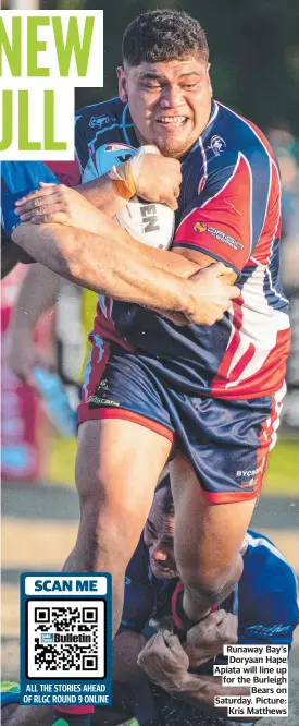  ?? ?? Runaway Bay's Doryaan Hape Apiata will line up for the Burleigh Bears on Saturday. Picture: Kris Matthews