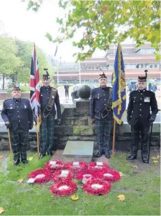  ??  ?? The Royal Scots Regimental Associatio­n at the unveiling of the VC memorial stone to Roland Elcock