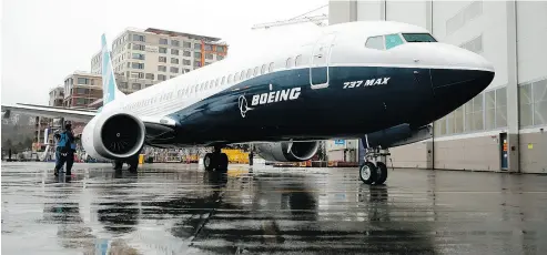  ?? JASON REDMOND / AFP / GETTY IMAGES ?? The first Boeing 737 MAX 9 during its rollout in March. Boeing argued in Washington Thursday that Montreal-based Bombardier received unfair subsidies for its CSeries aircraft and is calling for duties of nearly 80 per cent.