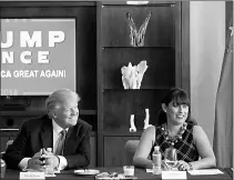  ?? Associated Press ?? Republican presidenti­al candidate Donald Trump leads a Hispanic leaders and small business owners roundtable Friday in Las Vegas.