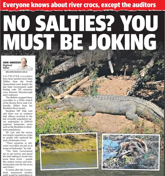  ?? Pictures: FIONA HARDING ?? NO SECRET: Crocodiles have long been and still are active in the Bowen River.