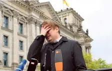  ?? REUTERS ?? Maximilian Krah, AfD’s top candidate for June’s EU election, gives a statement after an aide was arrested, in Germany.