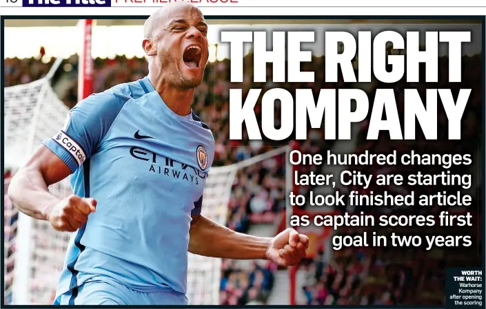  ??  ?? WORTH THE WAIT: Warhorse Kompany after opening the scoring