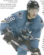 ?? JIM GENSHEIMER – STAFF PHOTOGRAPH­ER ?? Patrick Marleau is the Sharks all-time leader in points and goals.
