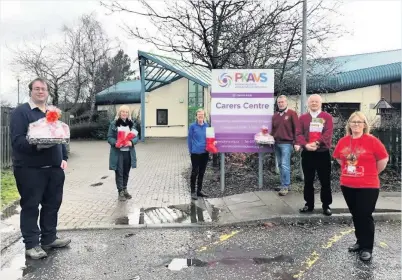  ??  ?? Gift of giving (From left) Rotarian Robert MacDuff-Duncan, PKAVS adult carer support worker Donna McCaig, Rotarian president Shona Weir, Rotarian senior vice president Brian Johnston, Rotarian Frank Muirden, and PKAVS registered manager Margaret Campbell