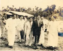  ??  ?? A LIFE WORTH REMEMBERIN­G Inaugurati­on of Maria Cristina Chemical Industries, Inc. with President Ramon Magsaysay (in dark suit).