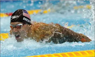  ?? ASSOCIATED PRESS ?? THIS AUG. 11, 2018, FILE PHOTO shows U.S. swimmer Caeleb Dressel competing on his way to winning the men’s 100m butterfly final during the Pan Pacific swimming championsh­ips in Tokyo.