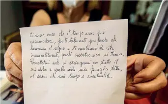  ?? (Guaitoli) ?? La lettera Una parte del testo della lettera scritta dalla madre di Andrea Pignani, Rita Rossetti