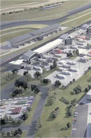  ??  ?? > An artist’s impression of the proposed Circuit of Wales project that could be built near Ebbw Vale