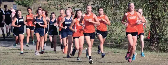  ??  ?? The varsity girls take to the course to begin the first-ever Walker County Cross Country Championsh­ips at LaFayette High School on Monday, Oct. 3. The LaFayette girls and Gordon Lee boys won the team titles. (Messenger photo/Scott Herpst)