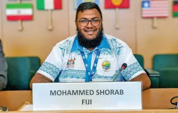  ?? Photo: Ministry of Fisheries and Forestry ?? Ministry of Forestry Senior Resource Assessment and Monitoring Officer, Mohammed Shorab at the GFOI Plenary at the UN FAO HQ, in Rome, Italy, earlier this month.