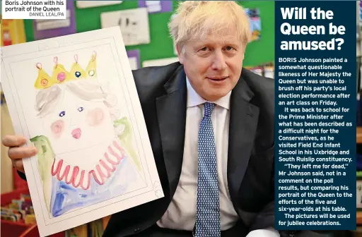  ?? DANIEL LEAL/PA ?? Boris Johnson with his portrait of the Queen