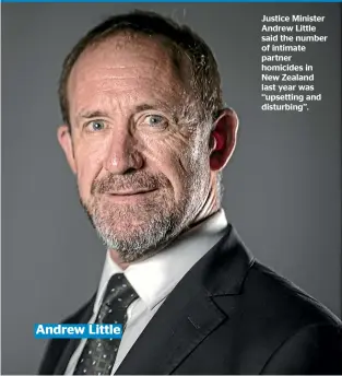  ??  ?? Justice Minister Andrew Little said the number of intimate partner homicides in New Zealand last year was ‘‘upsetting and disturbing’’. Andrew Little