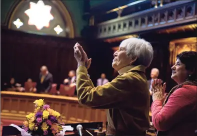  ?? Jessica Hill / Associated Press file photo ?? State Sen. Edith Prague, a Columbia Democrat, attends the opening day of the Senate in February 2012. She has died at age 96.