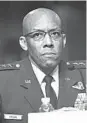  ?? KEVIN DIETSCH/AP ?? Gen. Charles Brown Jr. testifies during a Senate Armed Services Committee hearing in early May.