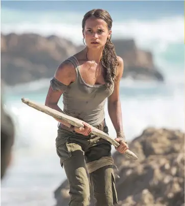  ?? WARNER BROS. ?? Swedish actress Alicia Vikander’s Lara Croft may not have the traditiona­l look of a Playboy centrefold, but she’s more believable than the previous incarnatio­n portrayed by Angelina Jolie.