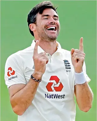  ?? AFP ?? England’s James Anderson celebrates after taking the wicket of Pakistan’s Azhar Ali, his 600th Test match wicket, on the fifth day of the third Test match at the Ageas Bowl in Southampto­n, Southern England, on Wednesday. —