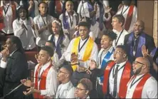  ??  ?? The Urban League Youth Choir sings a hymn of praise during a celebratio­n of the Urban League of Greater Pittsburgh’s 100th anniversar­y year.