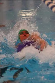  ?? DAVID C. TURBEN — FOR THE NEWS-HERALD ?? Mayfield’s Gianna Leffler places fourth in the 100=-yard Backstroke in a time of 56.18.