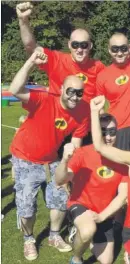  ??  ?? Team Tactics Superheroe­s edged The Incredible­s, right, into second place to win Pilgrims Hospice Ashford’s It’s a Knockout contest