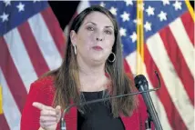  ?? Alex Brandon, The Associated Press ?? Chairwoman Ronna McDaniel said Wednesday the Republican National Committee is declining to encourage former President Donald Trump to run for the White House in 2024.