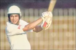  ?? GETTY IMAGES ?? Tendulkar in action during a Test against Pakistan in Lahore in 1989.