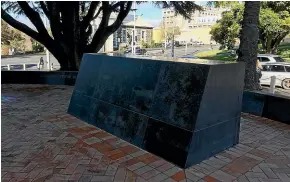  ??  ?? The revised blank memorial outside the High Court in Auckland.