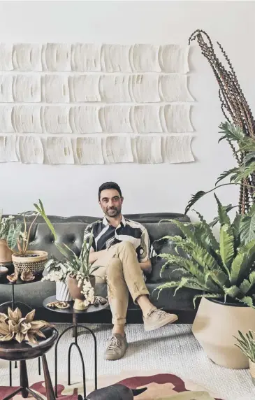  ??  ?? Igor Josifovick­emper in his Braziliant­hemed houseplant room, main; tropical houseplant­s, above left; a Moroccanst­yled garden, right