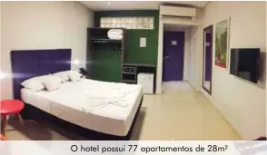  ??  ?? O hotel possui 77 apartament­os de 28m²