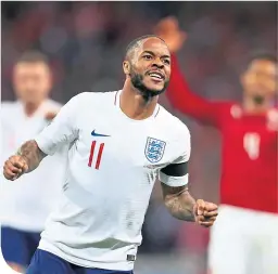  ??  ?? A delighted Sterling completes his hat-trick