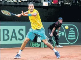  ??  ?? Australia’s Nick Kyrgios in action against Belgium’s Steve Darcis.