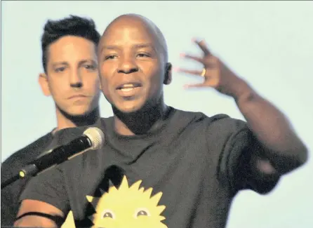  ?? PICTURE: BOXER NGWENYA ?? BRINGING LIGHT: Kabelo Mabalane, seen here with musician Danny K, is spearheadi­ng an anti-drug campaign.